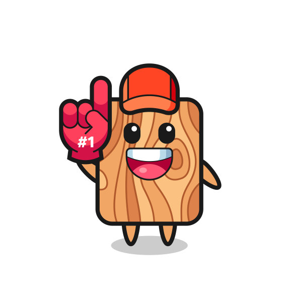 木板木卡通与1号球迷手套图片下载