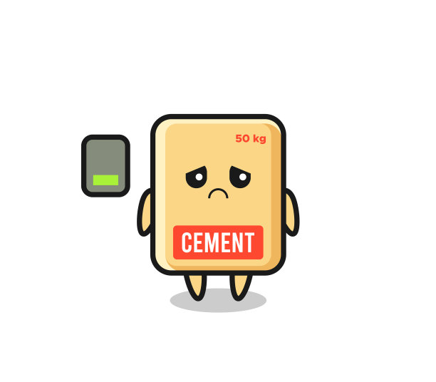 水泥麻袋吉祥物做着疲惫的手势图片下载
