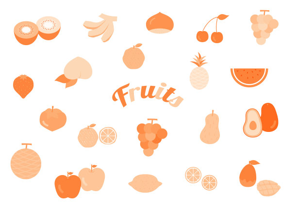 简单而扁平的水果插图图片下载