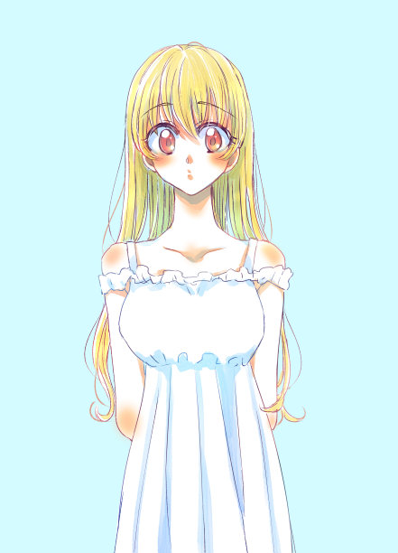 一个留着长发的女孩的插图图片下载