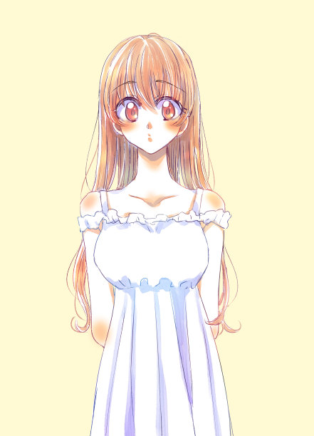 一个留着长发的女孩的插图图片下载