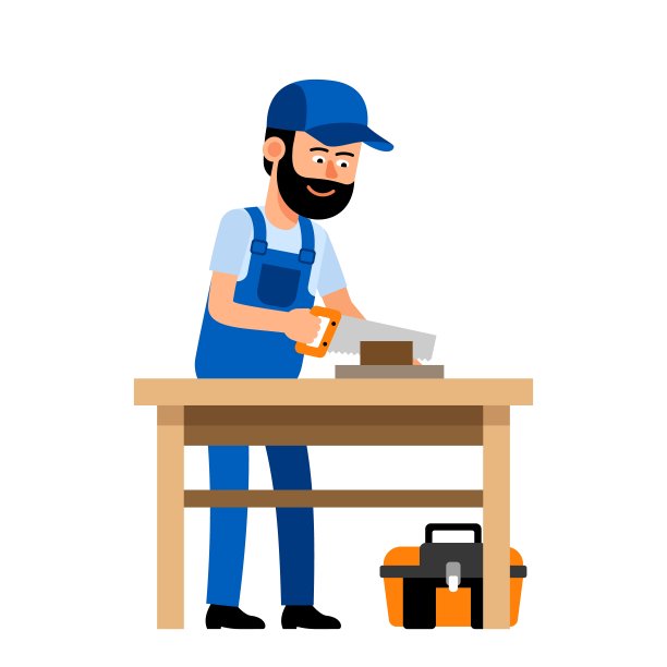 木匠用手锯锯木头图片下载