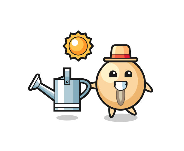 卡通人物大豆持有喷壶图片下载