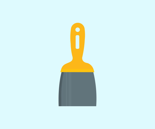 新铲施工，油漆工腻子，腻子刀工具。特写镜头。家庭维修工作。矢量设计和插图。图片下载