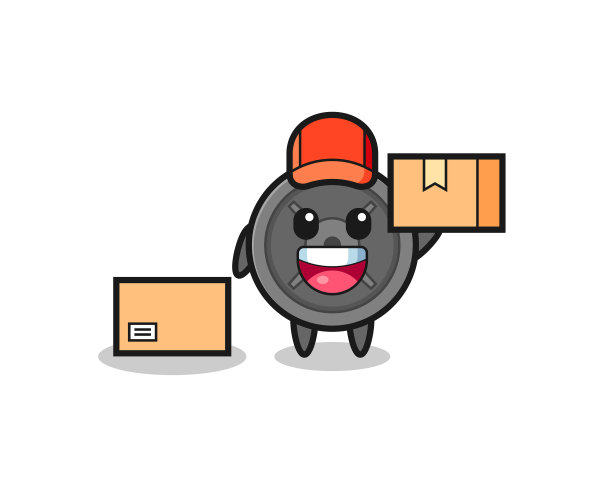 吉祥物杠铃板作为快递员图片下载