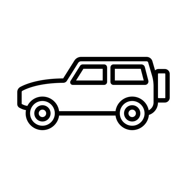 SUV图标。越野运输。黑色轮廓线剪影。侧视图。可编辑的中风。矢量简单的平面图形插图。孤立的物体在白色背景上。隔离。图片下载