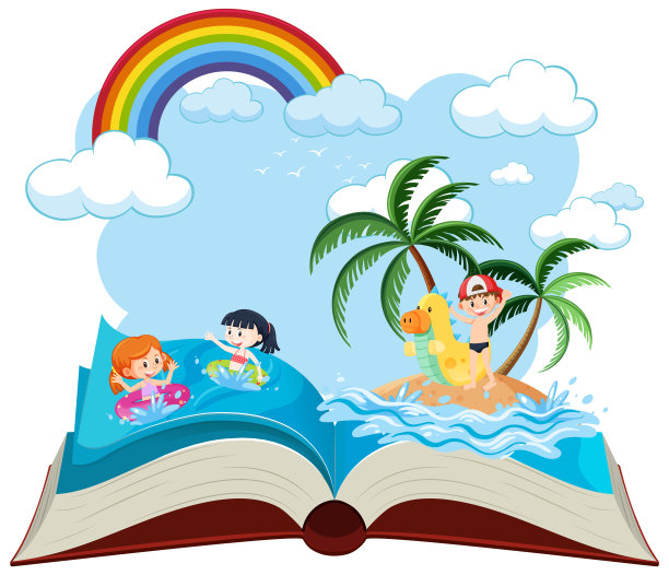 和孩子们一起在海滩上享受夏天图片下载