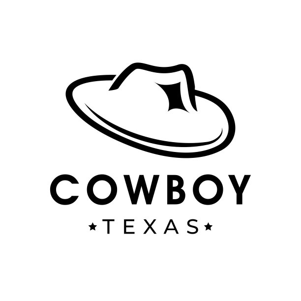 牛仔帽标志设计图标的矢量插图极简剪贴画图片下载