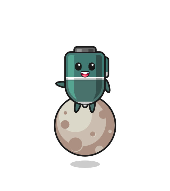 圆珠笔卡通坐在月亮上图片下载