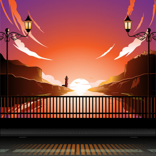 下午矢量图中的海湾大桥图片下载