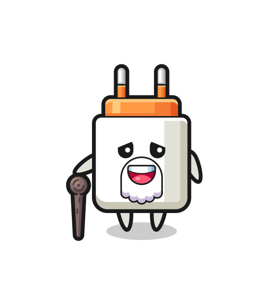 可爱的电源适配器爷爷拿着一根棍子图片下载