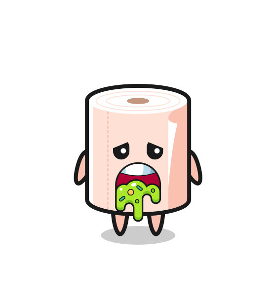 可爱的纸巾卷人物与呕吐图片下载