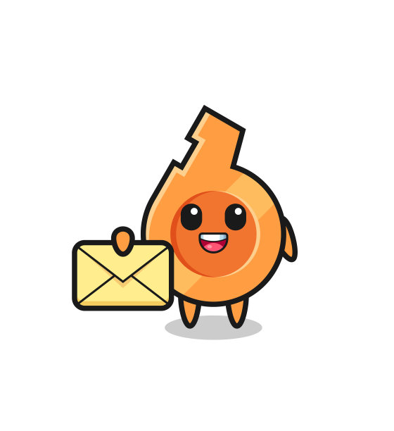 举着黄色字母的口哨卡通图片下载