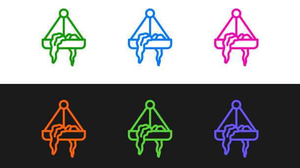 在吊罐上孤立地设置行植物图标图片下载