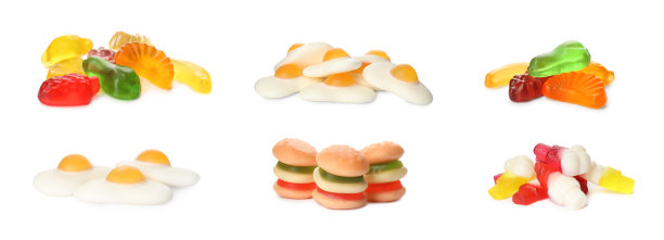 以美味的果冻糖果为背景。旗帜设计图片下载