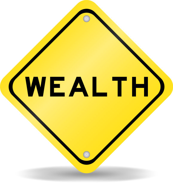 黄色交通标志，带有财富字图片下载