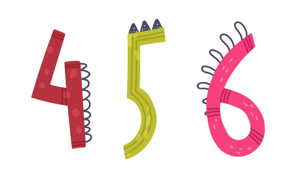 恐龙数字或数字与尖刺孤立在图片下载