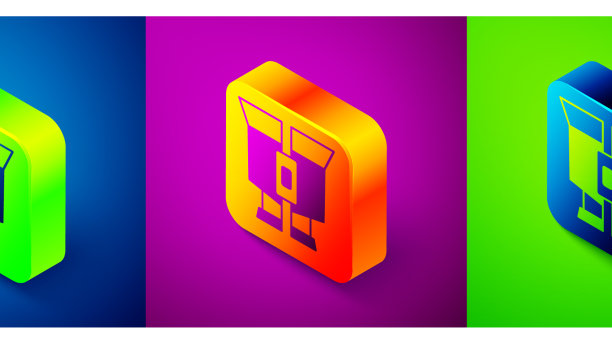 等距望远镜图标孤立在蓝紫色上图片下载