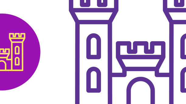 设置线城堡图标孤立在白色背景图片下载