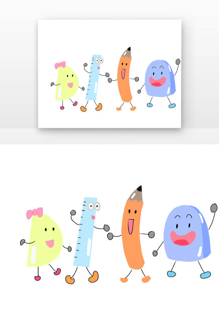 文具拟人尺子铅笔图片下载