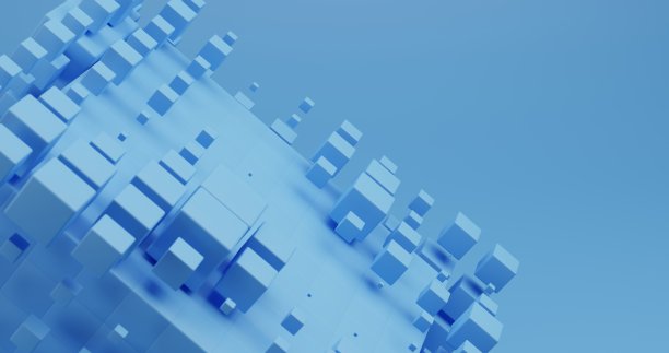 抽象的广场背景。技术多边形设计3d渲染，蓝色图片下载