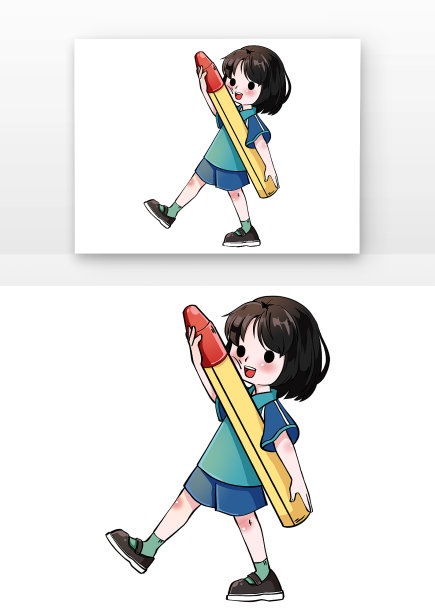 拿着画画蜡笔的学生图片下载