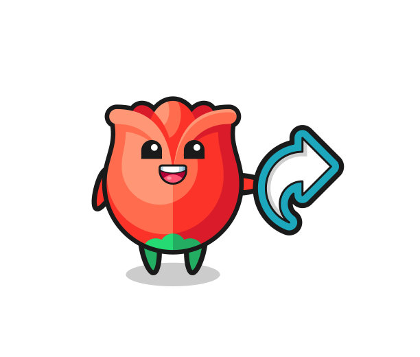 可爱的玫瑰持有社交媒体分享符号图片下载