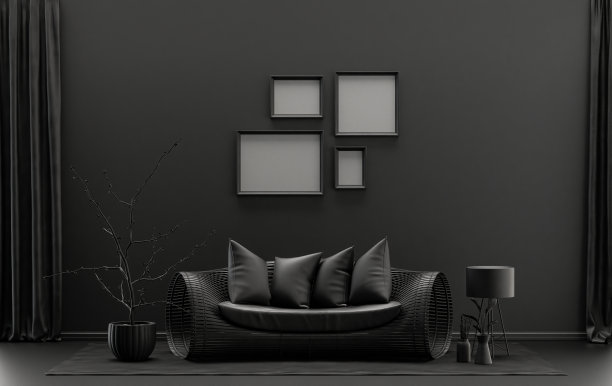 单色单色黑色暗室有4个海报框架图片下载