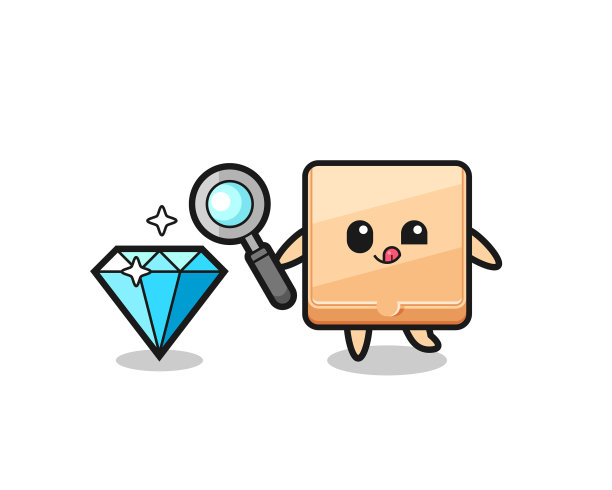 披萨盒吉祥物正在检查真伪图片下载