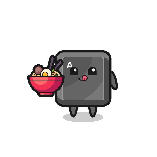 可爱的键盘按钮人物吃面图片下载