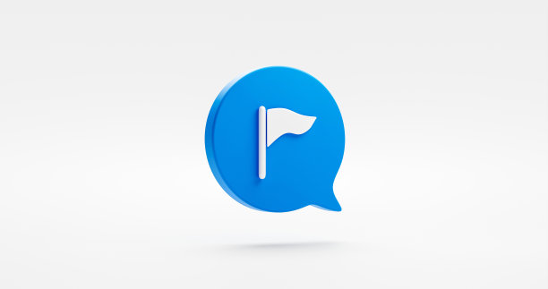 定位旗帜图标孤立在白色3d背景与蓝色消息气泡目标标志目的地地点或旅行gps标记指针方向符号和简单的地图引脚网站导航距离。图片下载