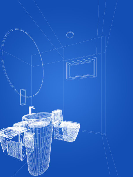 室内浴室草图设计，三维效果图图片下载