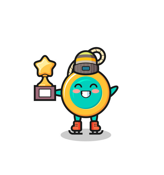 Yoyo卡通形象是滑冰选手捧着冠军图片下载