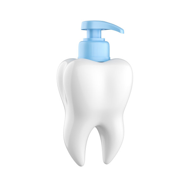 白色牙齿模型与分配器。医疗设备的概念。牙科隐喻，揭示了保健和牙科保健的概念。孤立的白色背景。三维渲染图片下载