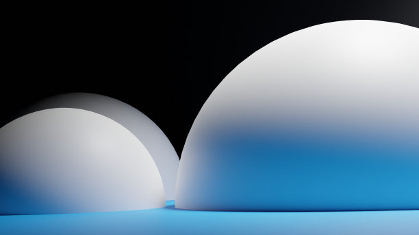 3 d渲染。3 d演示。三个白色半球体的特写镜头。图片下载