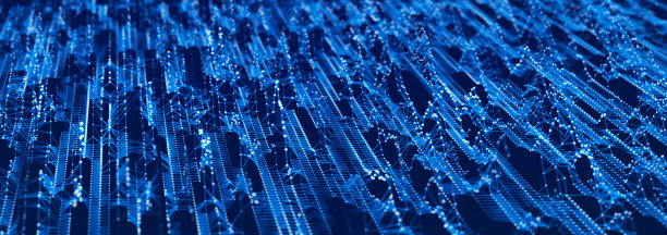 科幻背景。多粒子数字波。节日展示模板。三维渲染图片下载