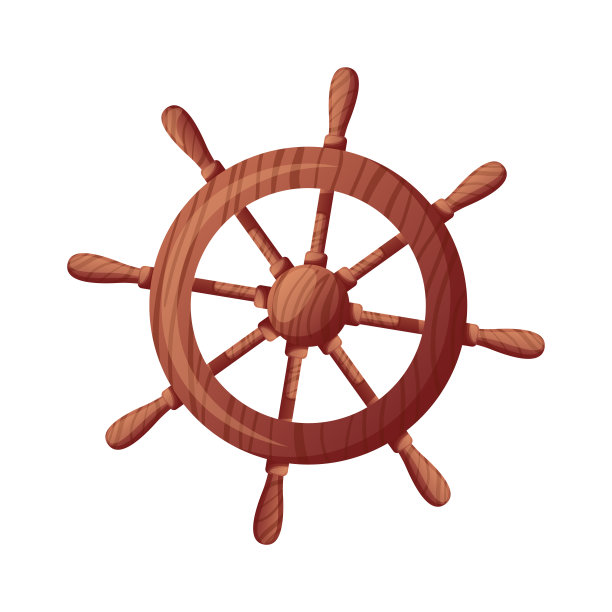 船舵卡通矢量插图图片下载