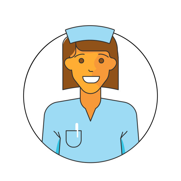 圆形模板保健图标，护士制服符号图片下载