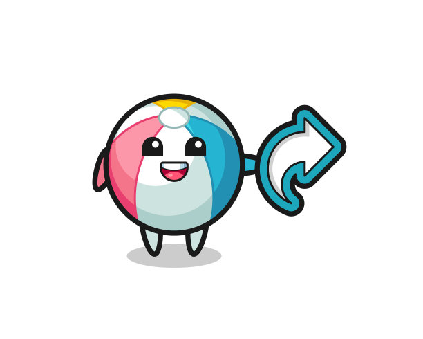 可爱的沙滩球持有社交媒体分享符号图片下载