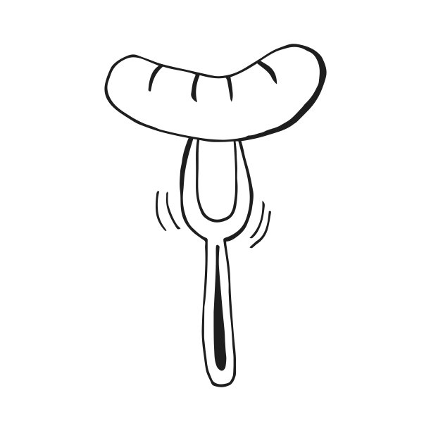 2022年慕尼黑啤酒节。手绘涂鸦轮廓巴伐利亚香肠叉在白色背景。德国的传统节日。图片下载