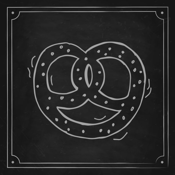 2022年慕尼黑啤酒节。用芝麻在黑色黑板上手绘的涂鸦brezel。德国的传统节日。图片下载