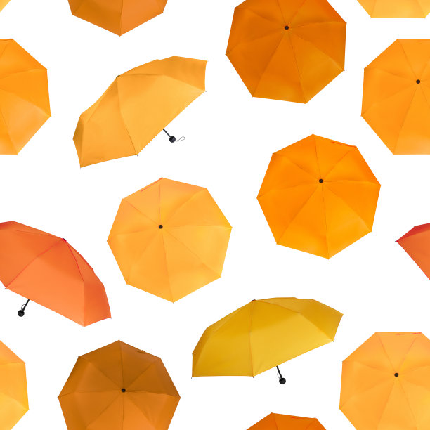 一套隔离的彩色雨伞。无缝模式图片下载