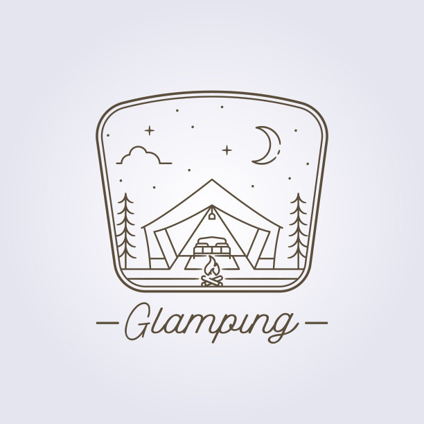 露营穿野营帐篷标志矢量插图设计图片下载