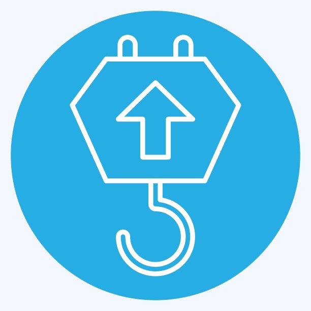 图标起重机吊钩。适合教育符号。蓝眼睛的风格。简单的设计可编辑。设计模板向量。简单的说明图片下载