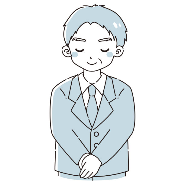 一个穿着西装的年长男子鞠躬的插图图片下载