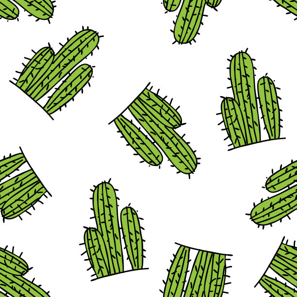 墨西哥仙人掌无缝图案插图图片下载