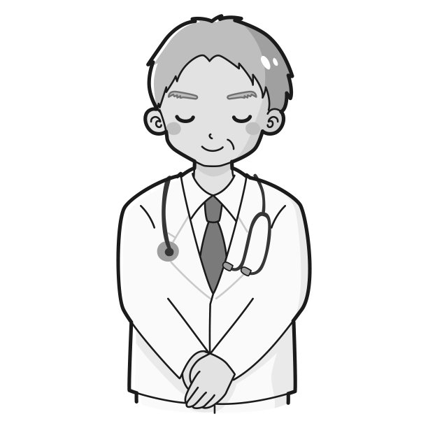 一名身穿白大褂的年长男子鞠躬的插图图片下载