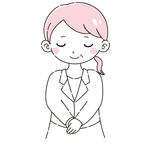 一名身穿白大褂的高级女性鞠躬的插图图片下载