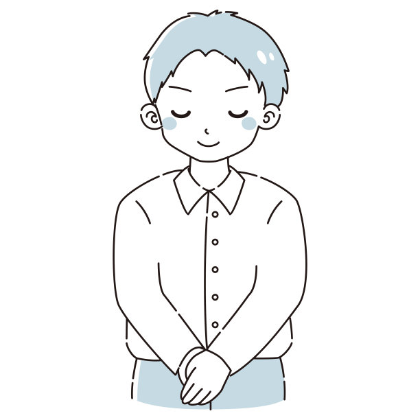 一个穿着衬衫的男人鞠躬的插图图片下载