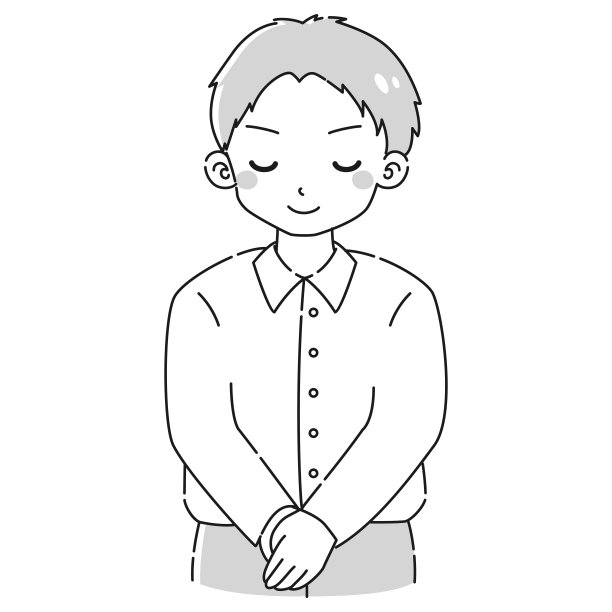 一个穿着衬衫的男人鞠躬的插图图片下载